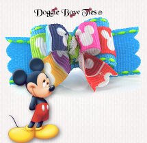 Dog Bows-Tiny Ties,Rainbow Color Block Mickey Mouse