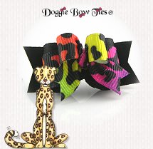 Dog Bow-Tiny Ties Rainbow Leopard