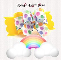 Dog Bows-Tiny Ties, Marigold Rainbow Party Dots