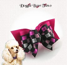 Dog Bow-Tiny Ties, Raspberry Check Calypso