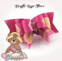 Dog Bow-Tiny Ties, Raspberry Chevron Stripes