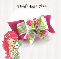 Dog Bow-Tiny Ties, Raspberry Pink Strawberry