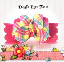 Dog Bow-Tiny Ties, Raspberry Plaid