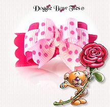 Dog Bow-Tiny Ties RaspberrySwiss Dot