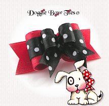 Dog Bow-Tiny Ties, Red with Black Swiss Dot