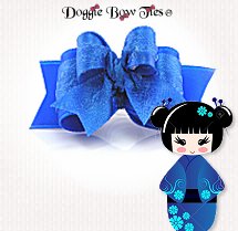 Dog Bow-Tiny Ties, Rose Satin, Ultra Blue