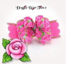 Dog Bow-Tiny Ties, Rosebud , Hot Pink