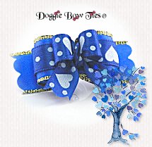 Dog Bow-Tiny Ties, Royal Blue Hearts