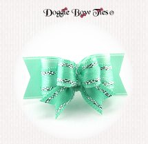 Dog Bow-Tiny Ties, Seafoam & Silver