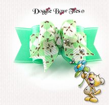 Dog Bow-Tiny Ties, Seafoam Argyle