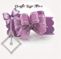 Dog Bow-Tiny Ties, Silver Thread, Amethyst