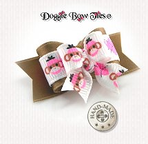 Dog Bow-Tiny Ties, Sock Money Pink and Sable