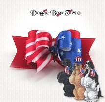 Dog Bow-Tiny Ties, Patriotic Split Flag Red