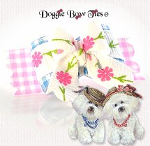 Dog Bow-Tiny Ties, Spring Gingham Pink and Blue