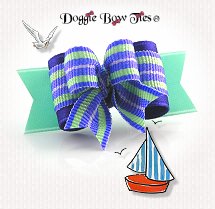 Dog Bow-Tiny Ties, Summer Cabana Purple Seafoam