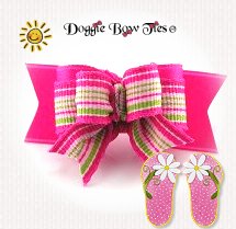 Dog Bow-Tiny Ties, Hot Pink Summer