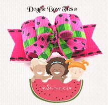 Dog Bows-Tiny Ties, Watermelon Hot Pink