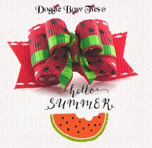 Dog Bows-Tiny Ties, Summer Watermelon Red