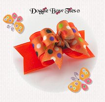 Dog Bow-Tiny Ties, Sunkist Orange Dots