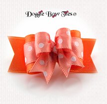 Dog Bow-Tiny Ties, Swiss Dot Peach