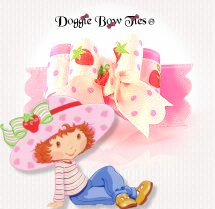 Dog Bow-Tiny Ties, Swiss Dot Pink, Strawberry