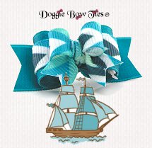 Dog Bows-Tiny Ties, Teal Chevron