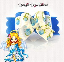 Dog Bow-Tiny Ties, Thumbelina Fairy Roses Blue