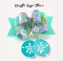 Dog Bow-Tiny Ties, Tiffany Blue Sand Dollar