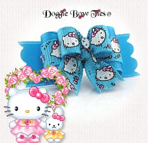 Dog Bow-Tiny Ties, Turquoise Hello Kitty