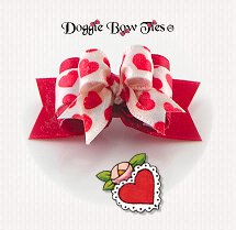 Dog Bow-Tiny Ties, Valentines Hearts, Red