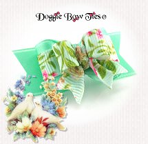Dog Bow-Tiny Ties, Victorian Rose, Spearmint