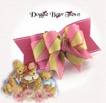 Dog Bow-Tiny Ties, Mauve and Kiwi Stripe