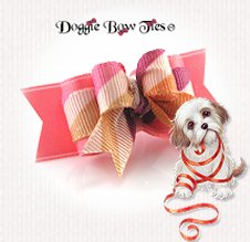 Dog Bow-Tiny Ties, Wood Rose Stripe