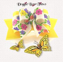 Dog Bow-Tiny Ties, Yellow Tiny Floral Bloom