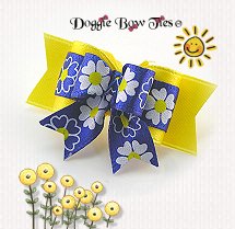 Dog Bows-Tiny Ties Yellow Sunny Flowers