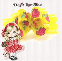 Dog Bow-Tiny Ties, Yellow and Red Rose