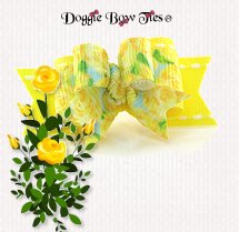 Dog Bow-Tiny Ties, Yellow Roses