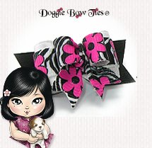 Dog Bow-Tiny Ties, Zebra Flower