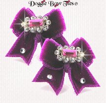 Dog Bow-MaltesePairsVelvet, Purple