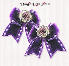 Dog Bow-Maltese Pairs, Velvet,Deep Lavender