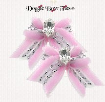 Dog Bow-Maltese Pairs, Pale Pink Velvet