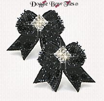 Dog Bow-Maltese Pairs, Classic Black Glitter Blingo